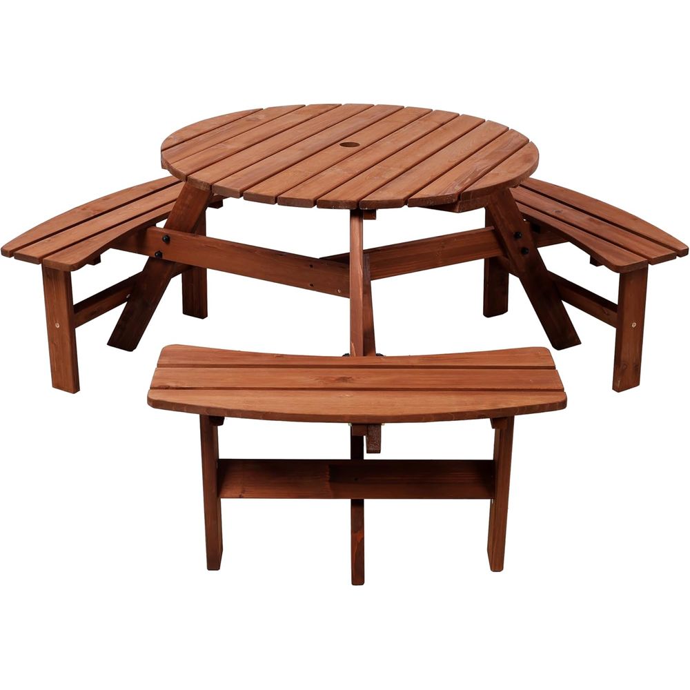 Kids Outdoor Bench With Umbrella - Kids Picnic Table with 3 Benches,