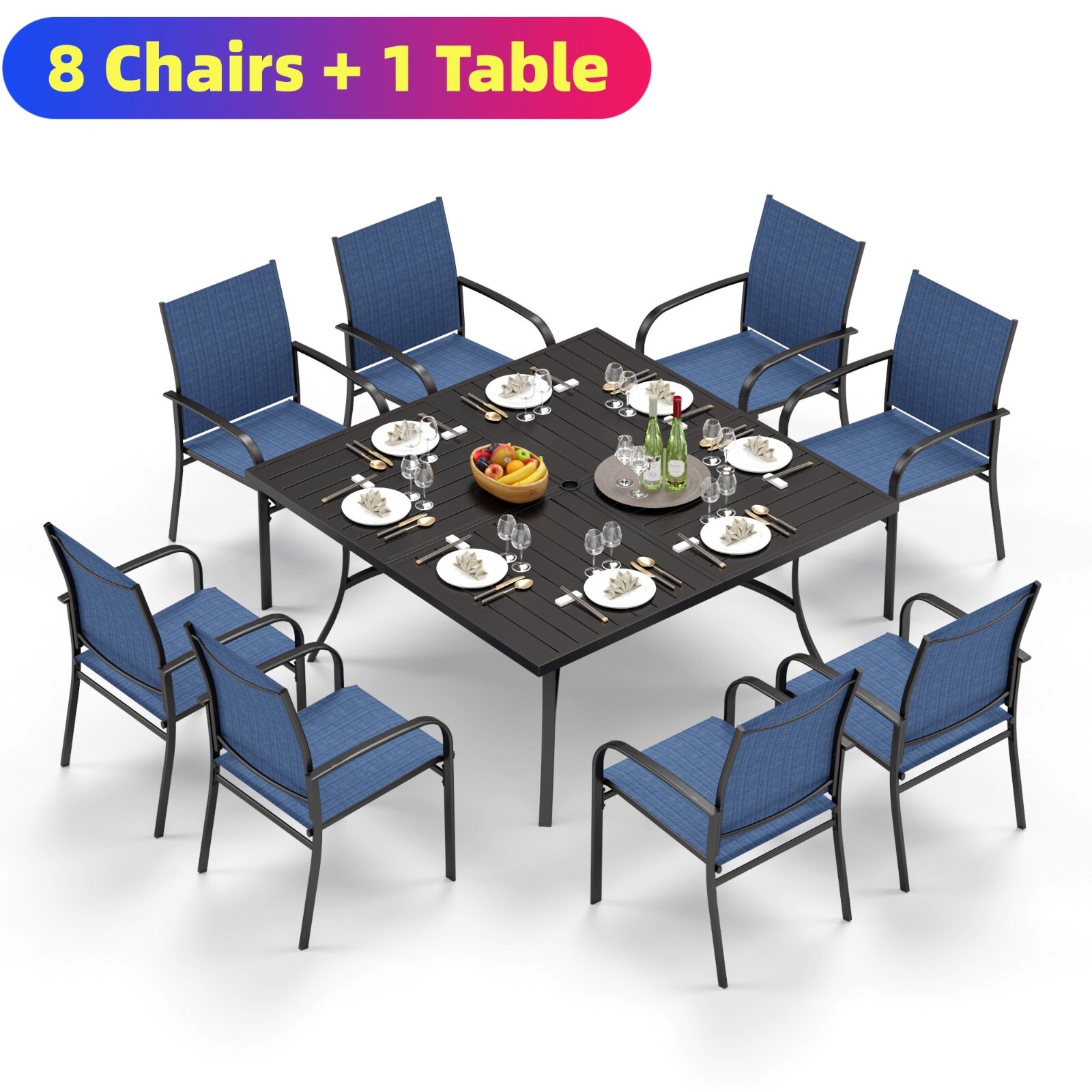 Kids Outdoor Dining Set - 9 Piece Patio Furniture Set Outdoor