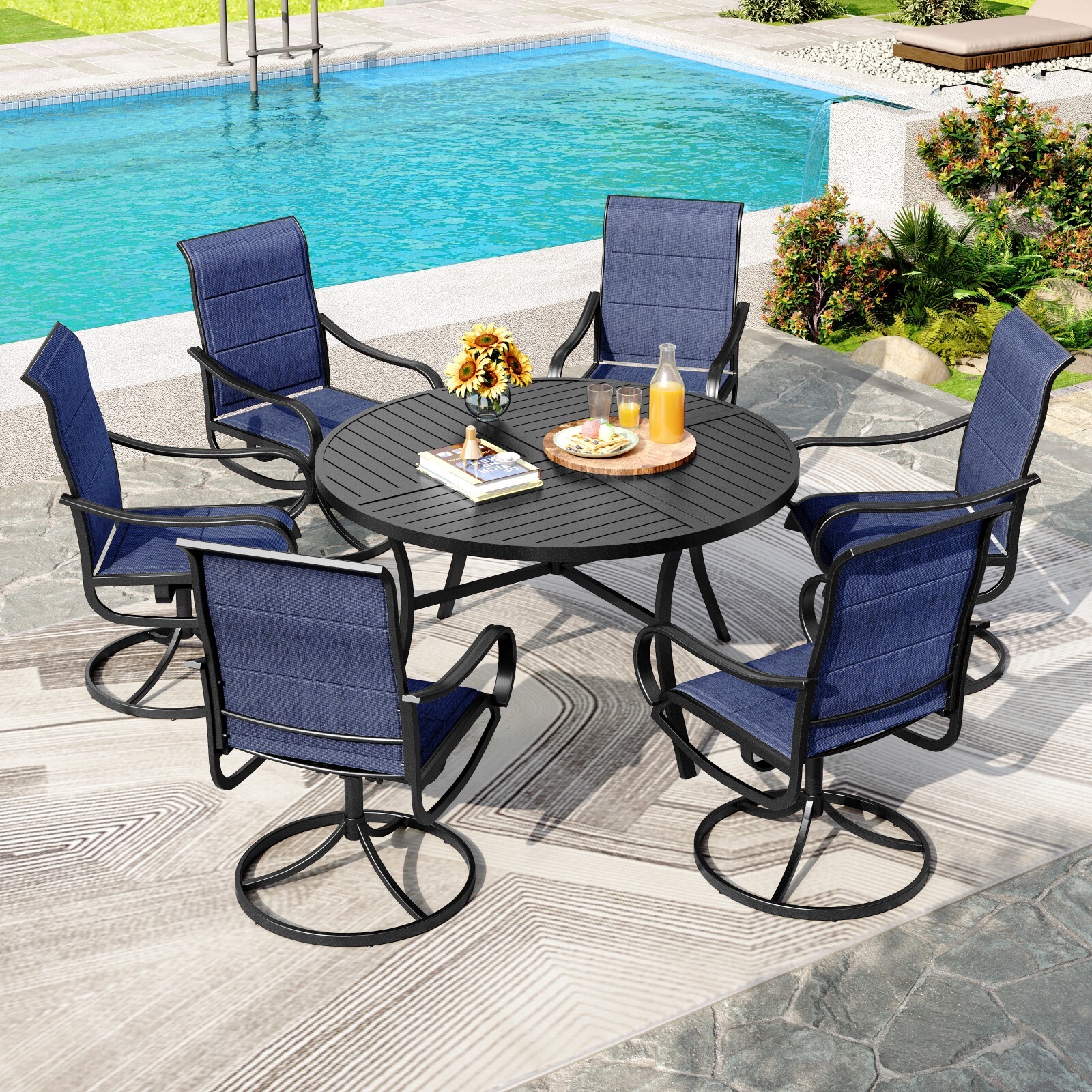 Kids Outdoor Dining Set - 7Piece Patio Dining Set with Umbrella
