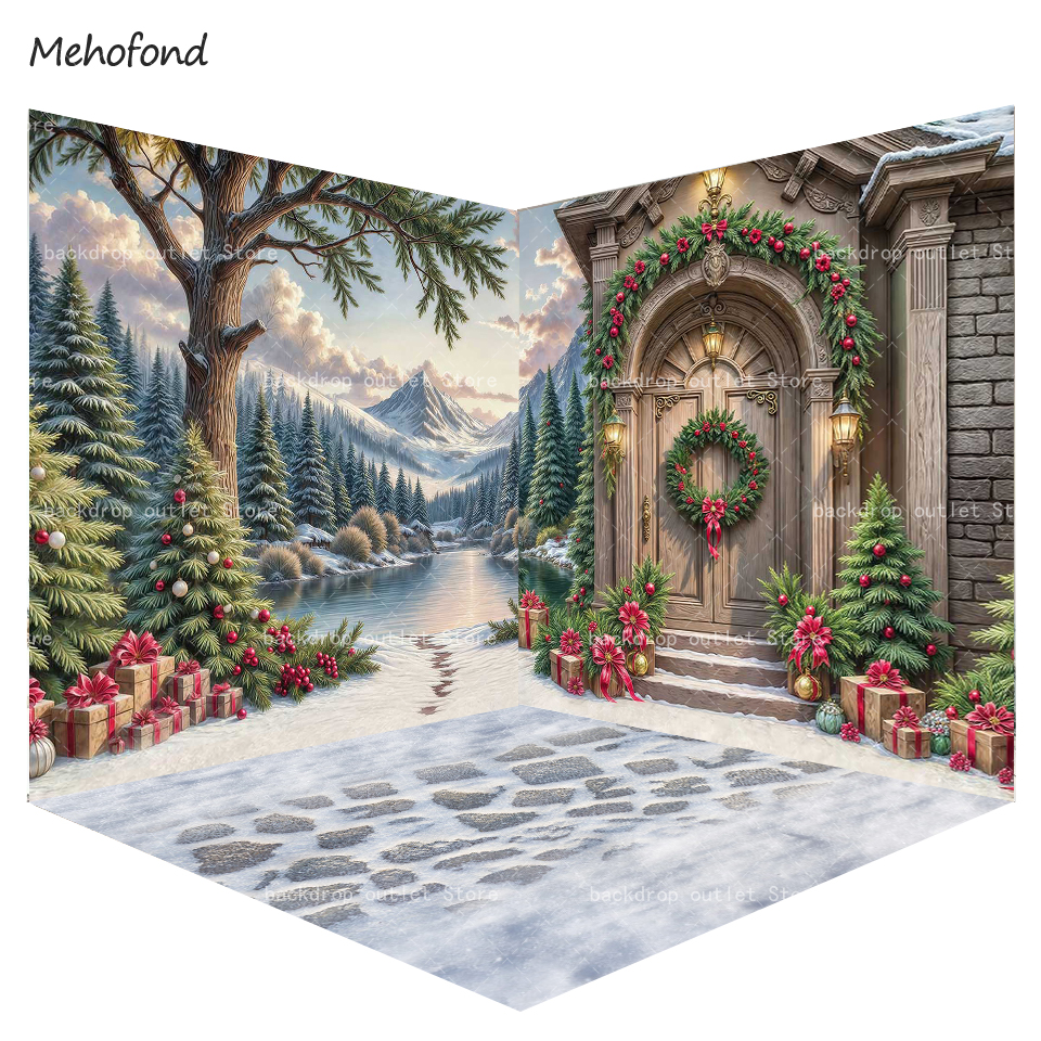 Kids Outdoor Xmas Gifts - Mehofond Christmas Outdoor Photo Backdrops Front