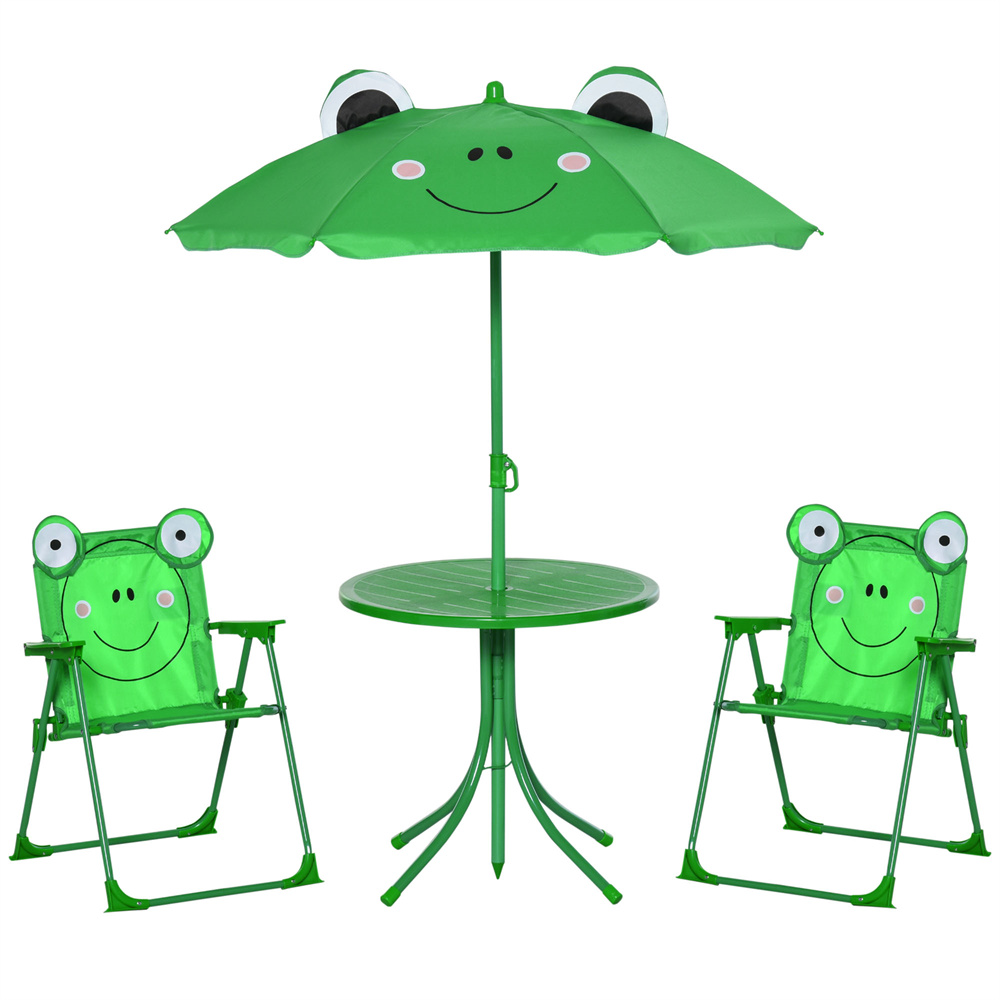Kids Outdoor Dining Set - Kids Green Cartoon Frog Patio Bistro