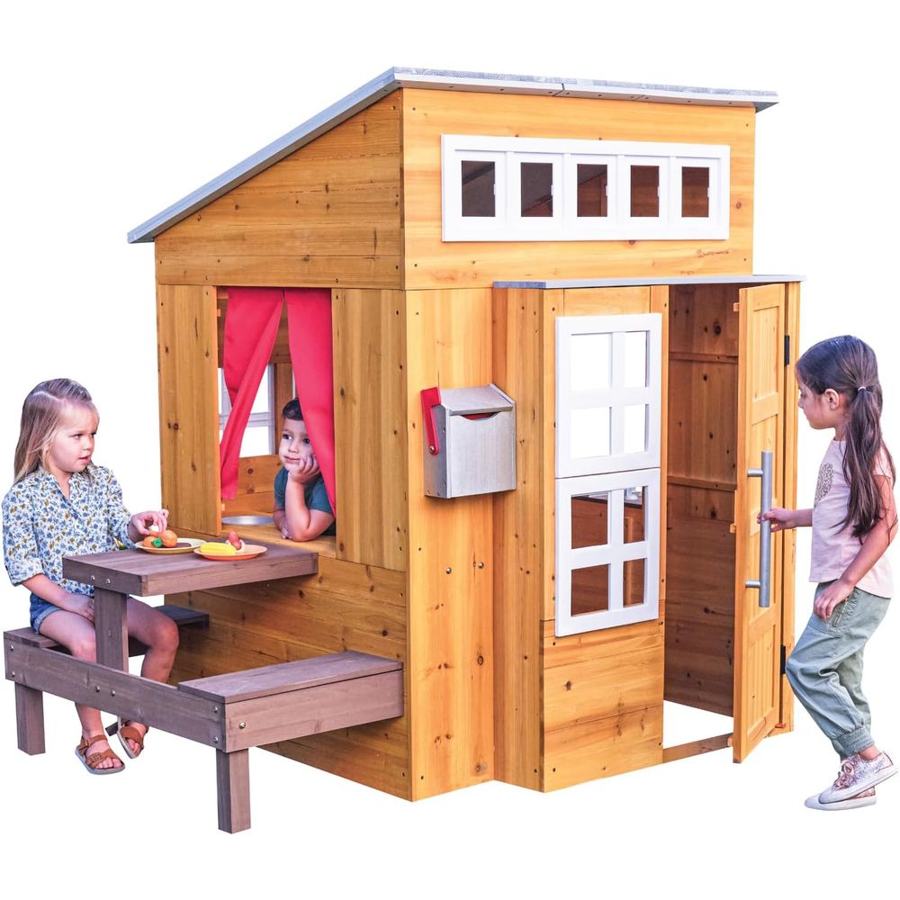 KidKraft Modern Wooden Playhou - Kids Outdoor Grill ulasan dan harga