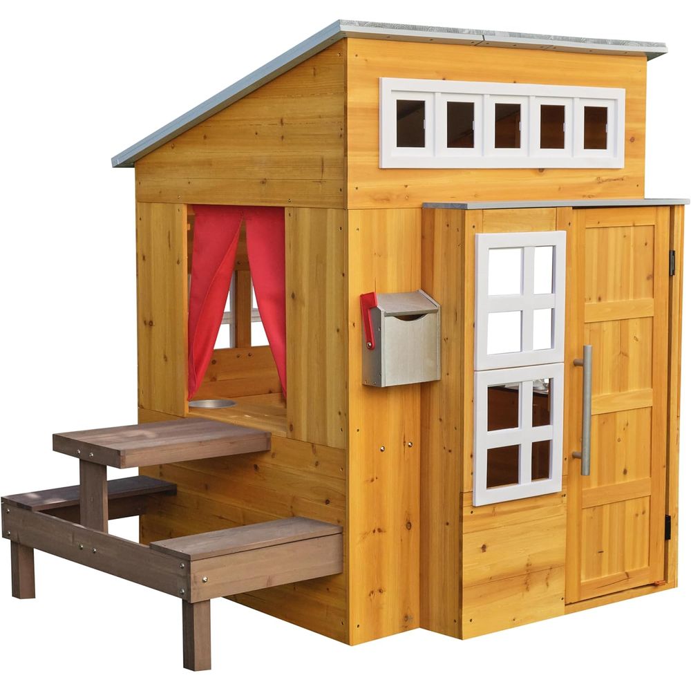 KidKraft Modern Wooden Playhou - Kids Outdoor Grill ulasan dan harga
