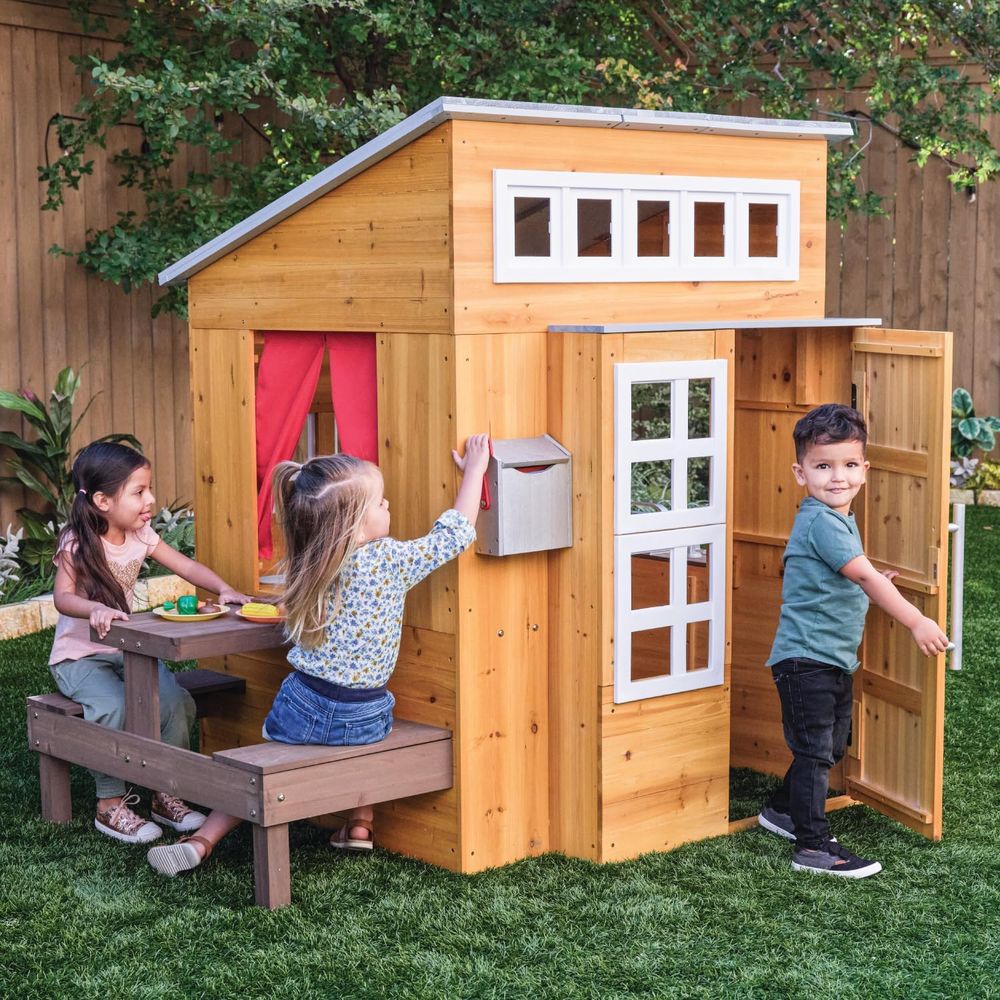 KidKraft Modern Wooden Playhou - Kids Outdoor Grill ulasan dan harga