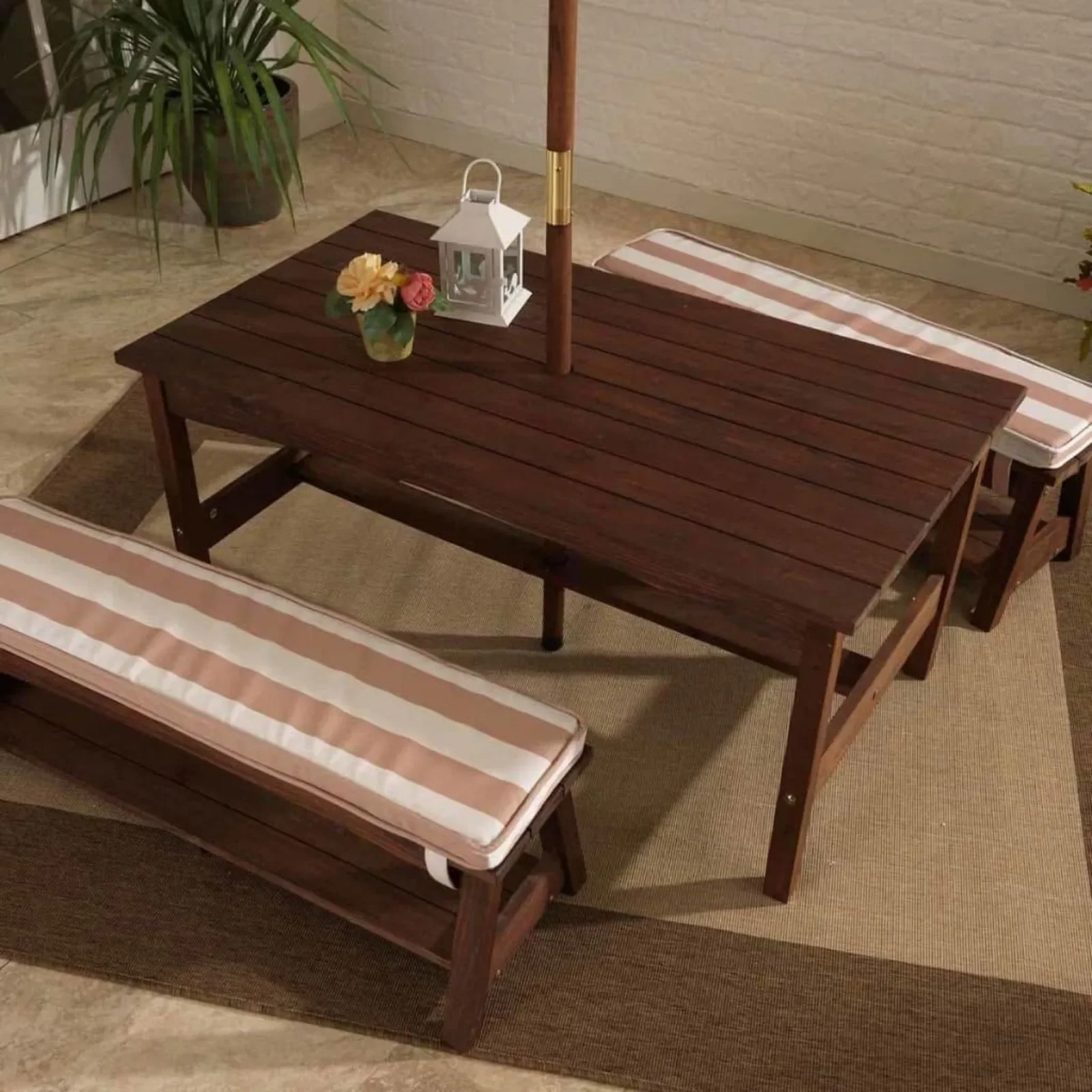 For Outdoor Wooden Table & Ben - Kids Outdoor Bench With Umbrella ulasan dan harga