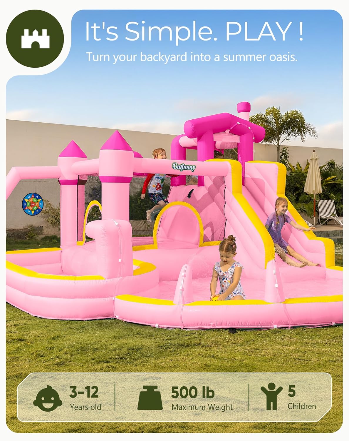 Pink Inflatable Water Slide Bo - Kids Outdoor Water Slide ulasan dan harga