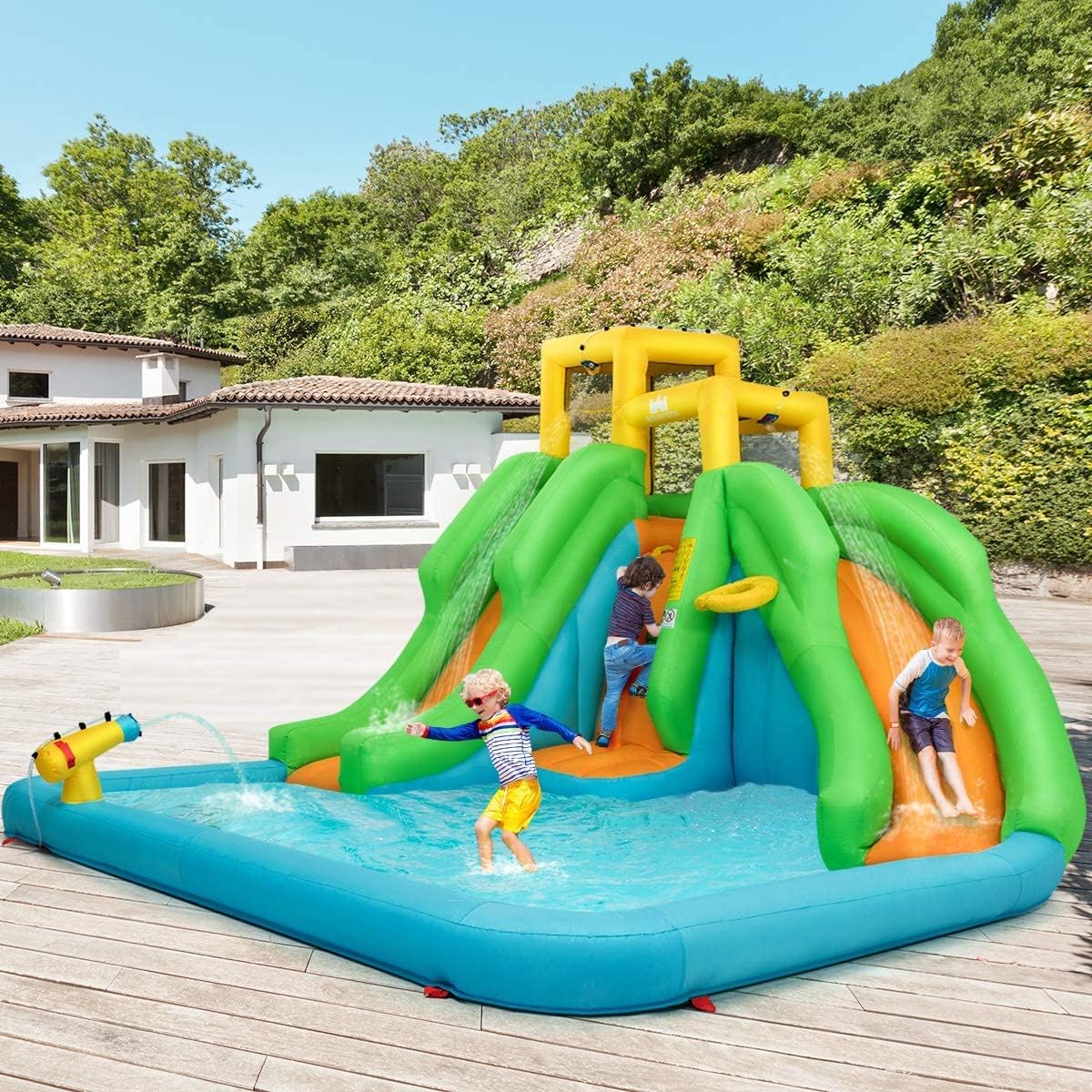 Inflatable Water Slide, 6 in 1 - Kids Outdoor Water Slide ulasan dan harga