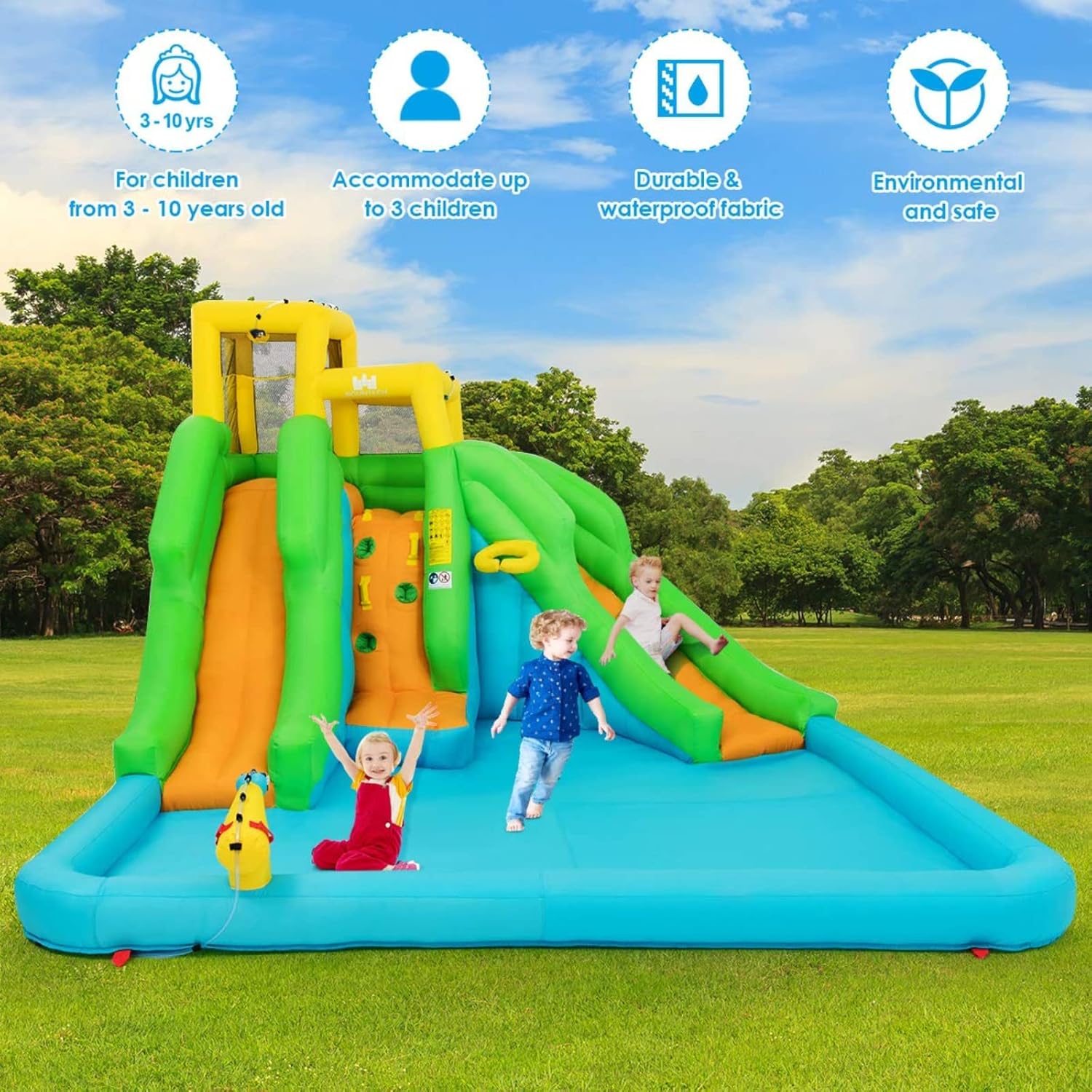 Inflatable Water Slide, 6 in 1 - Kids Outdoor Water Slide ulasan dan harga