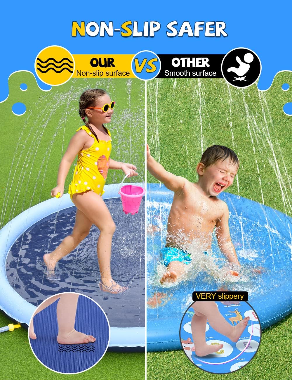 Non-Slip Splash Pad for Kids a - Kids Outdoor Water Play ulasan dan harga