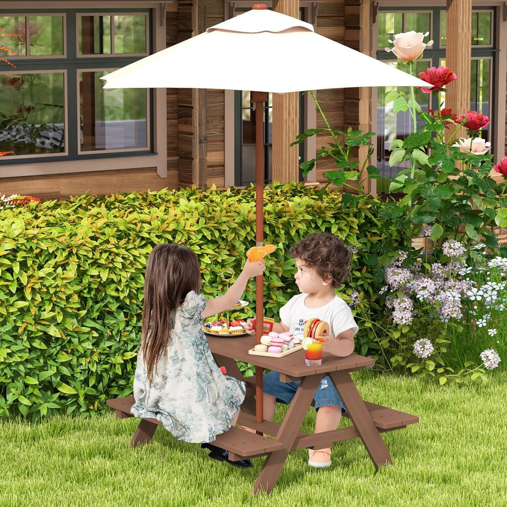 Kids Picnic Table, Toddler Out - Kids Outdoor Bench With Umbrella ulasan dan harga