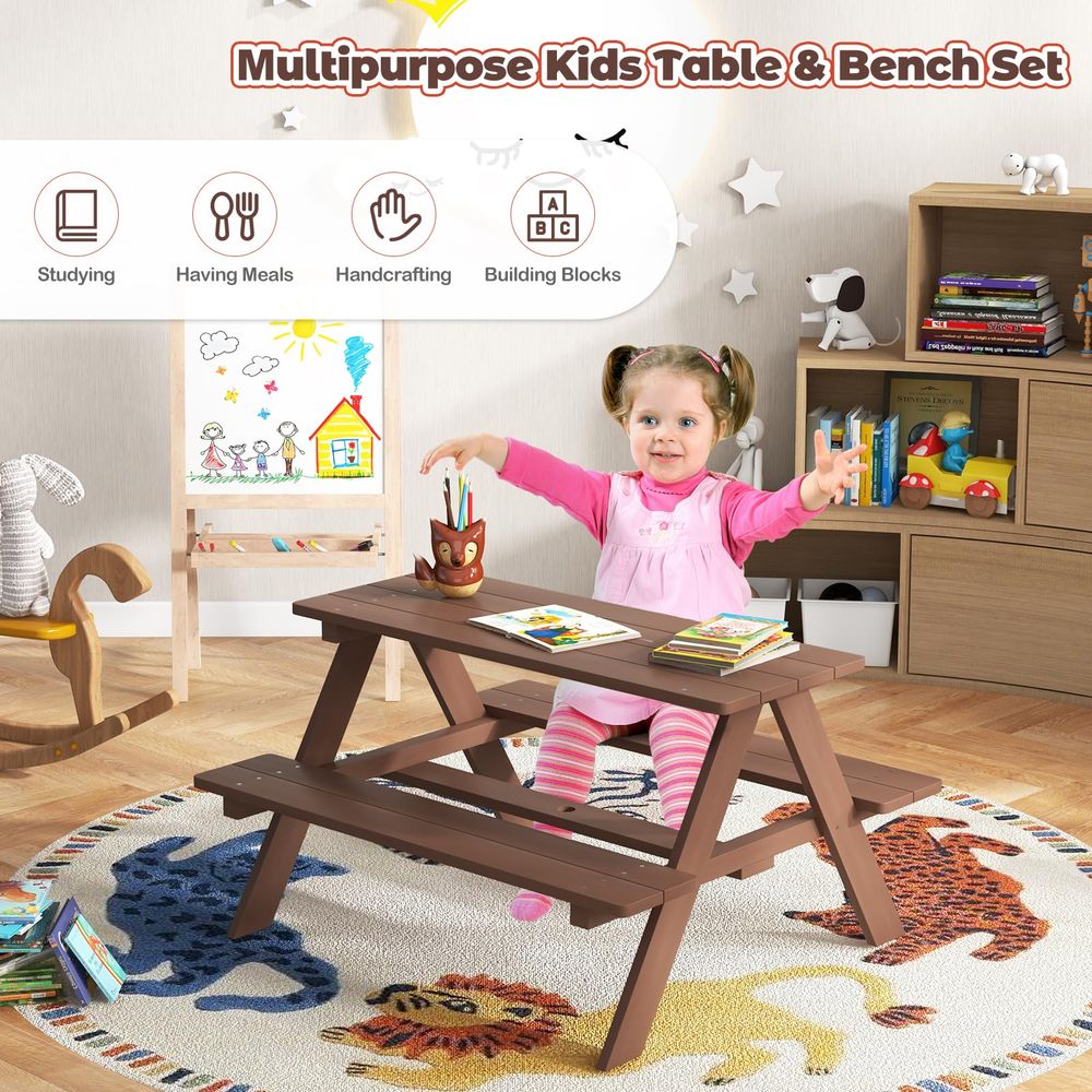 Kids Picnic Table, Toddler Out - Kids Outdoor Bench With Umbrella ulasan dan harga