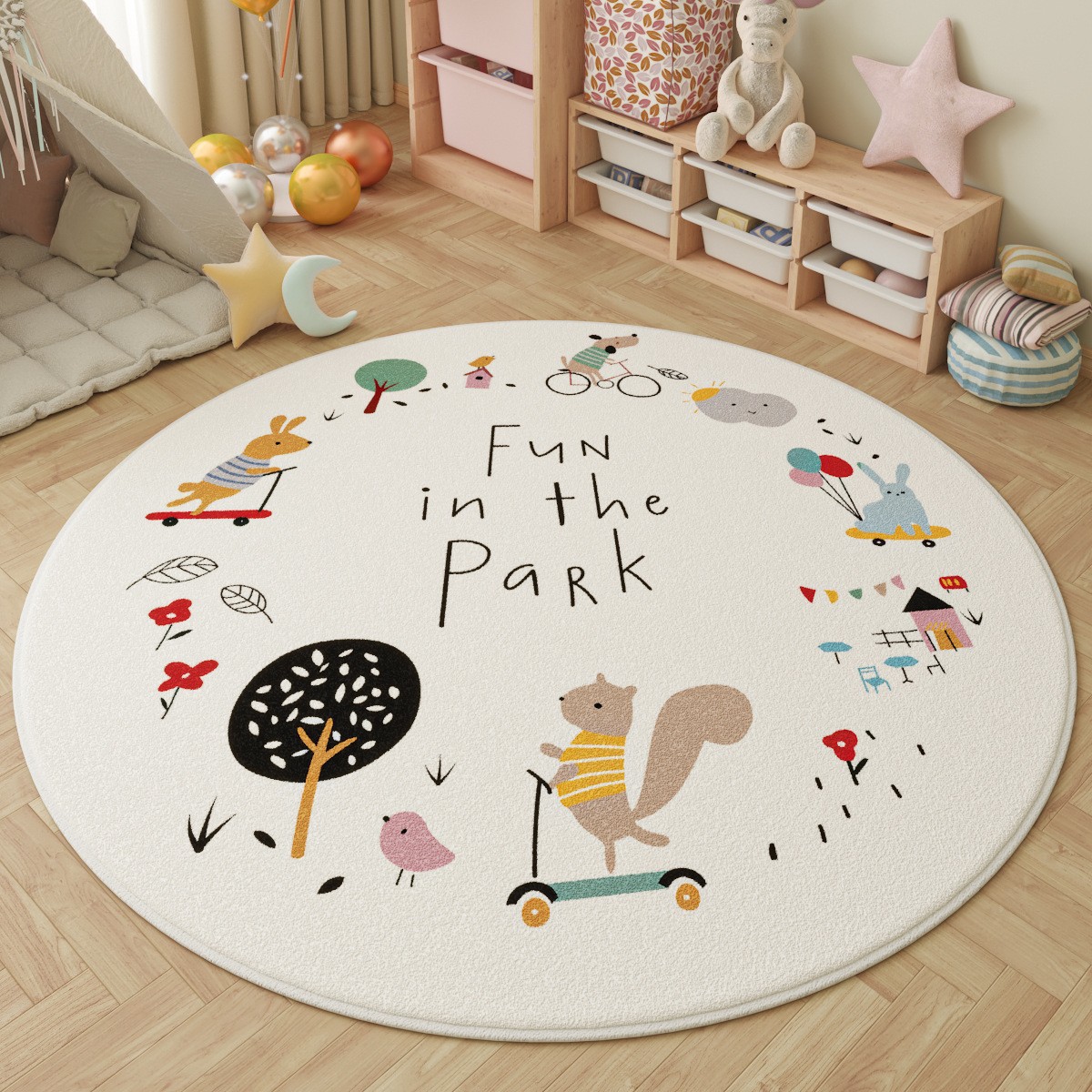 Fun in the Park Kids Round Rug - Kids Outdoor Adventure Park ulasan dan harga
