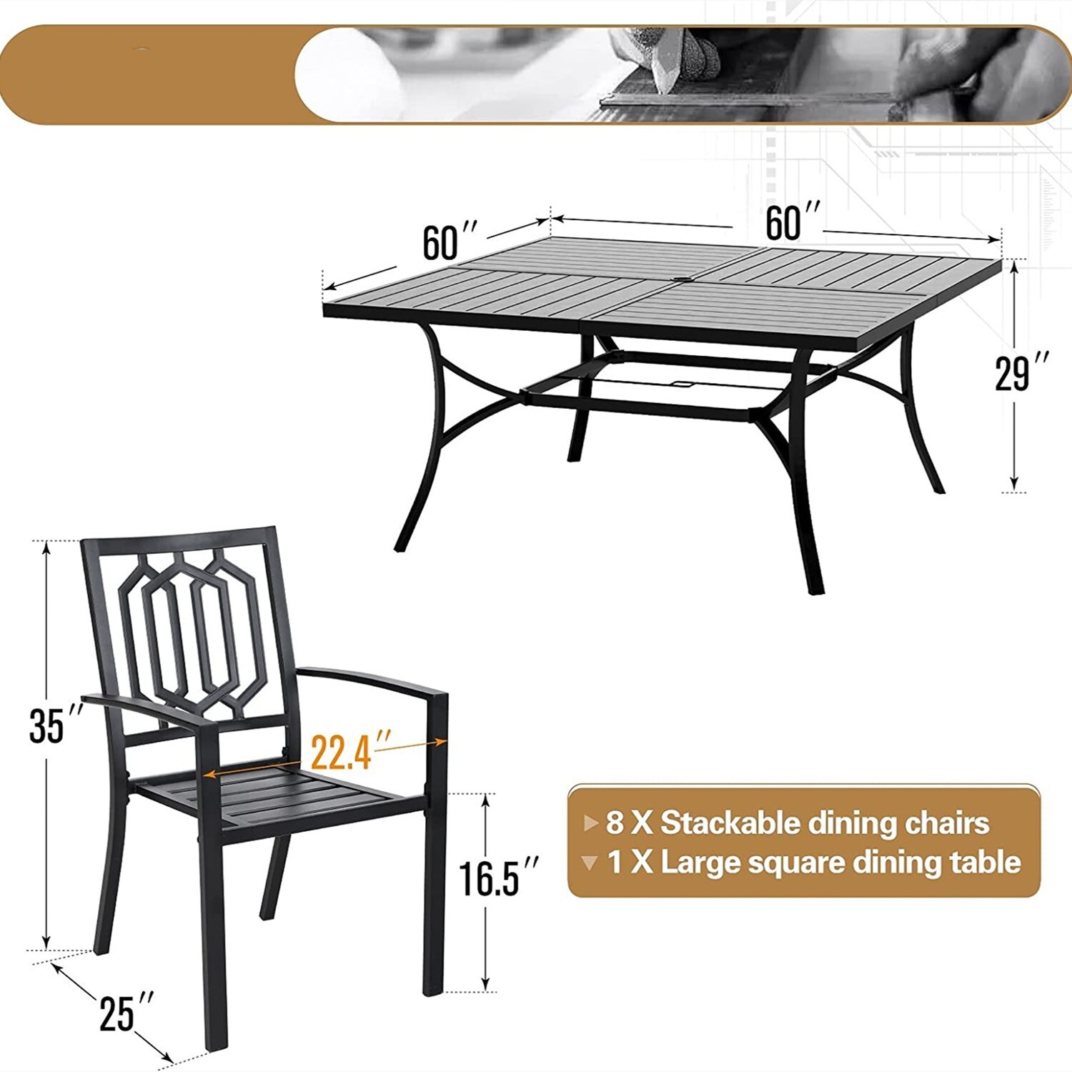 9 Piece Patio Table Set Outdoo - Kids Outdoor Dining Set ulasan dan harga