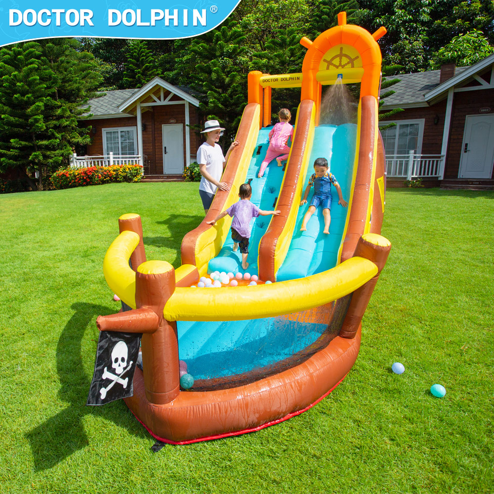 Doctor Dolphin Pirate Ship Out - Kids Outdoor Water Slide ulasan dan harga