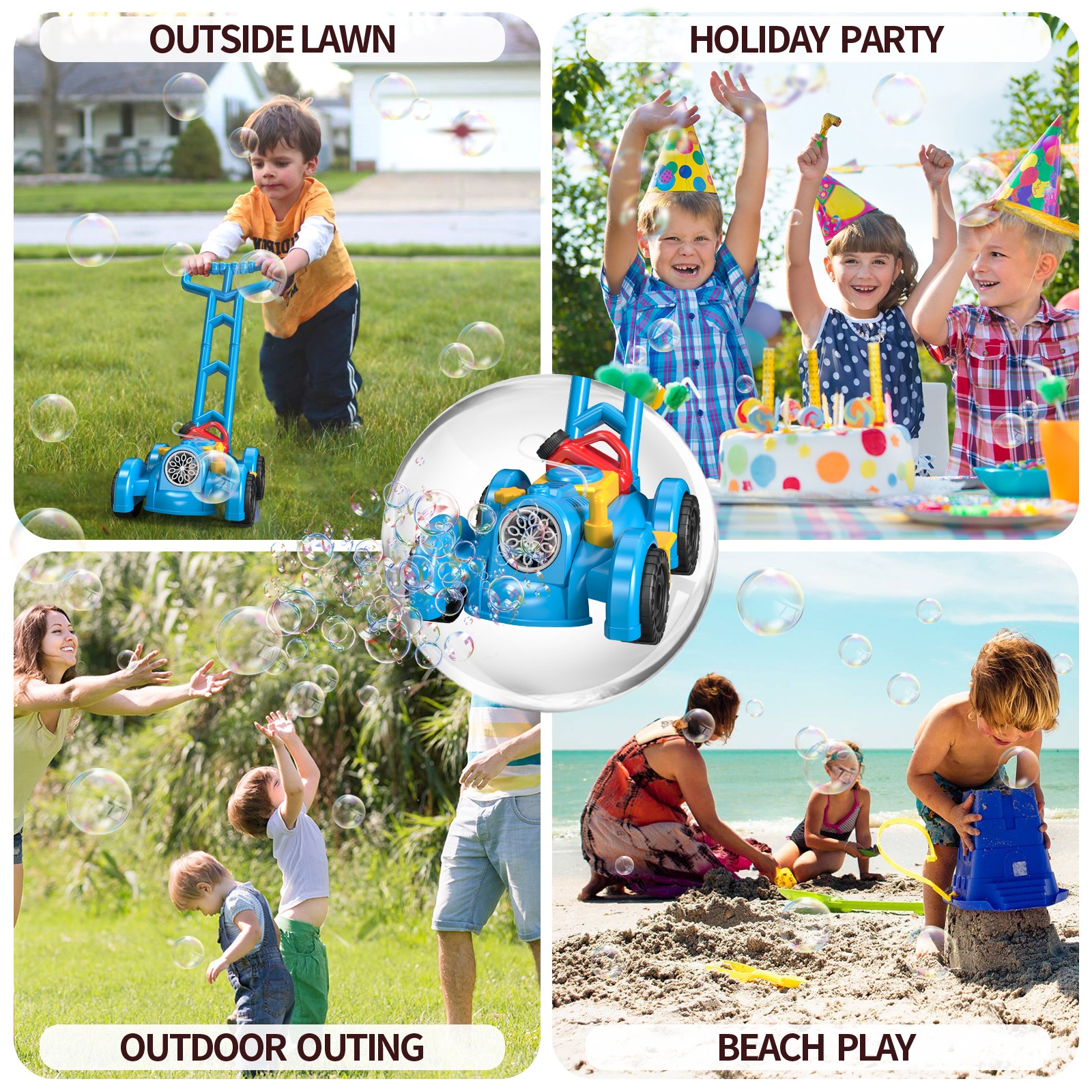 Trolley Bubble Machine Gun Car - Kids Outdoor Lawn Mower ulasan dan harga