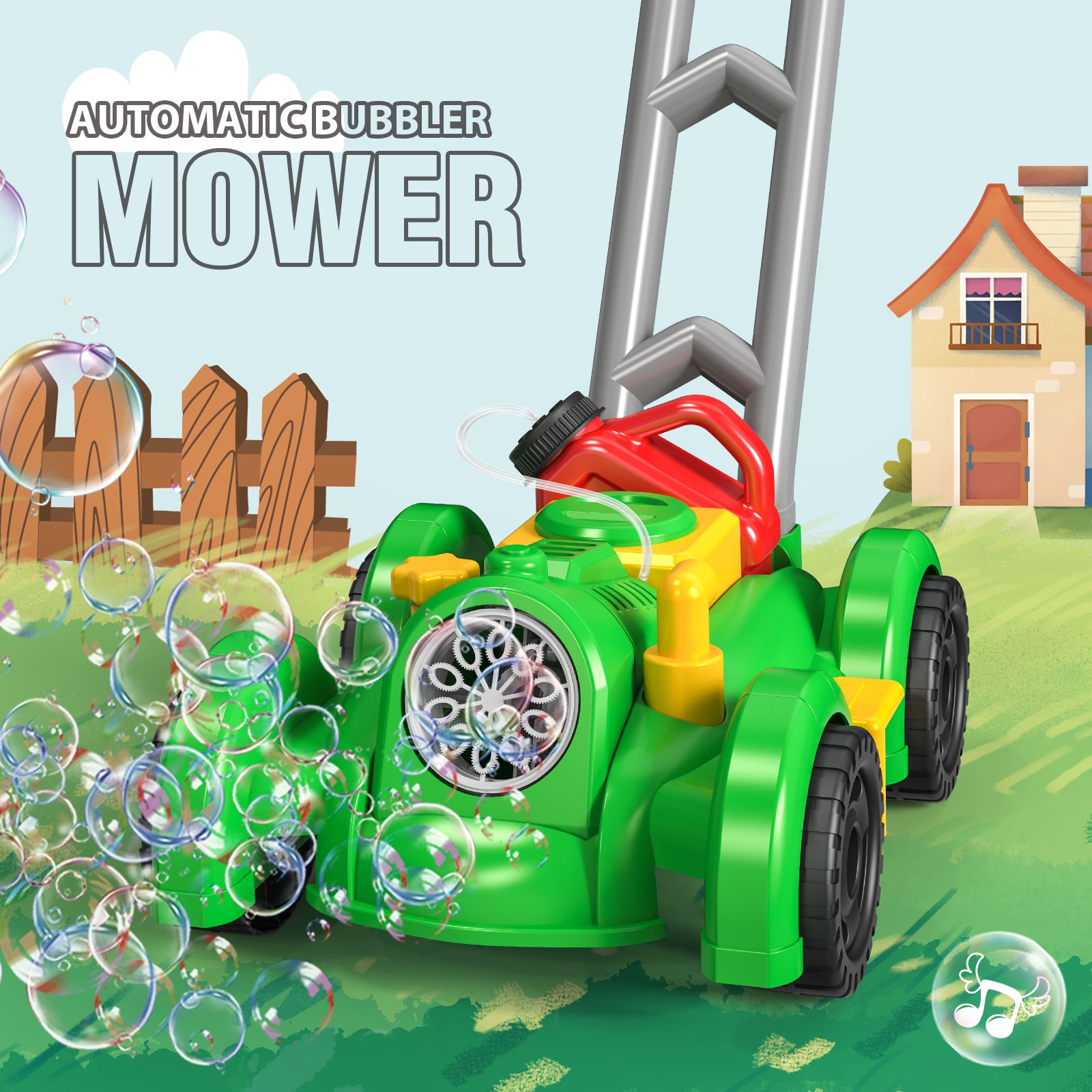 Trolley Bubble Machine Gun Car - Kids Outdoor Lawn Mower ulasan dan harga