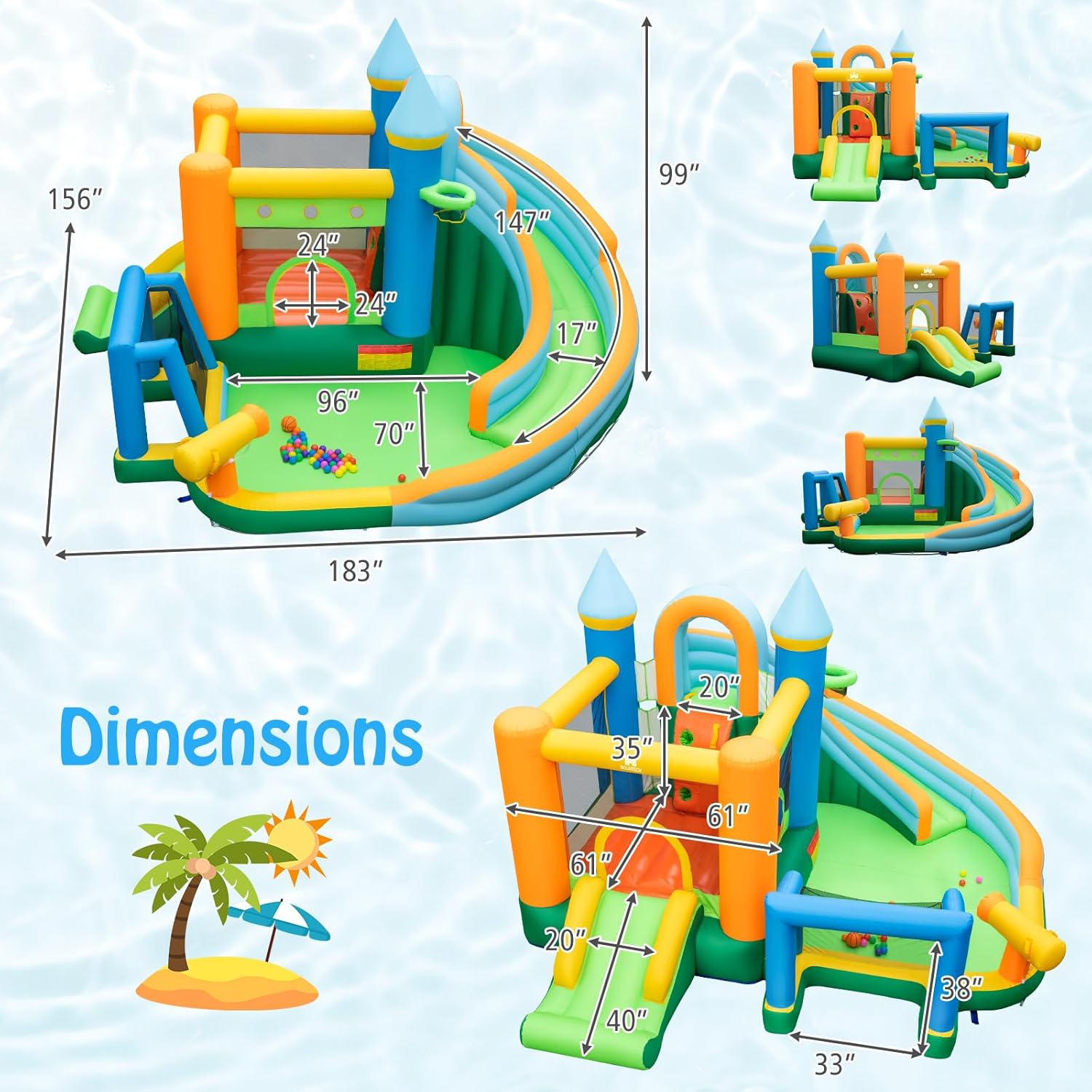 9-in-1 Inflatable Water Slide  - Kids Outdoor Water Slide ulasan dan harga