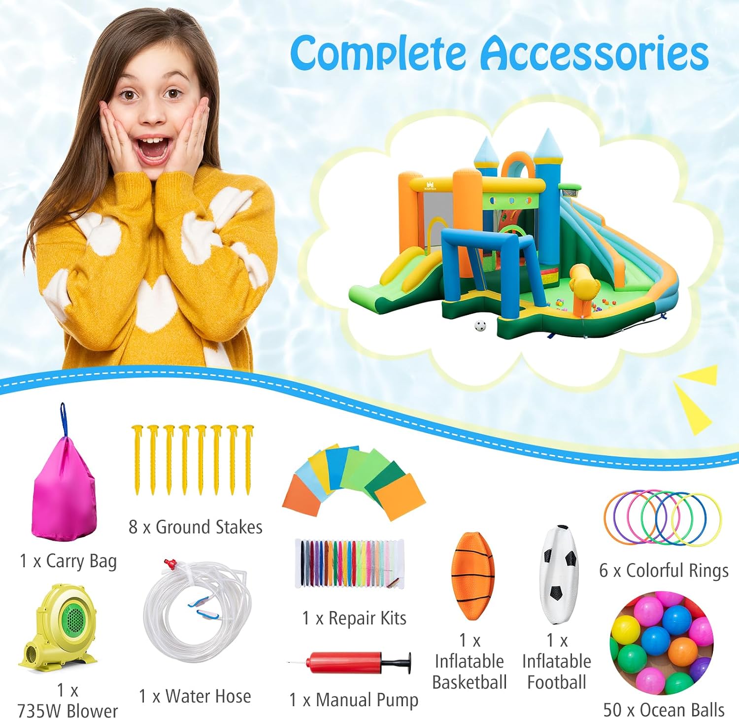 9-in-1 Inflatable Water Slide  - Kids Outdoor Water Slide ulasan dan harga