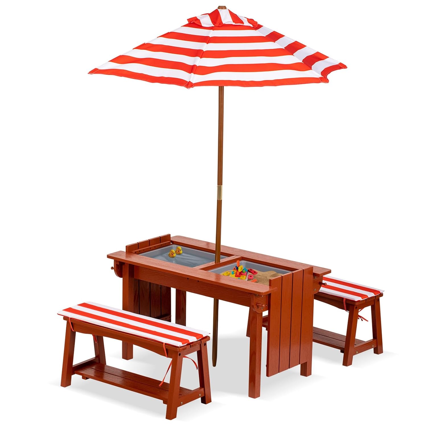Kids Picnic Table with Umbrell - Kids Outdoor Bench With Umbrella ulasan dan harga
