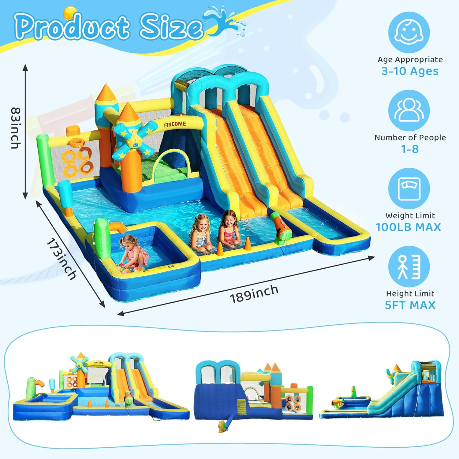 10-in-1 Inflatable Bouncy Cast - Kids Outdoor Water Slide ulasan dan harga