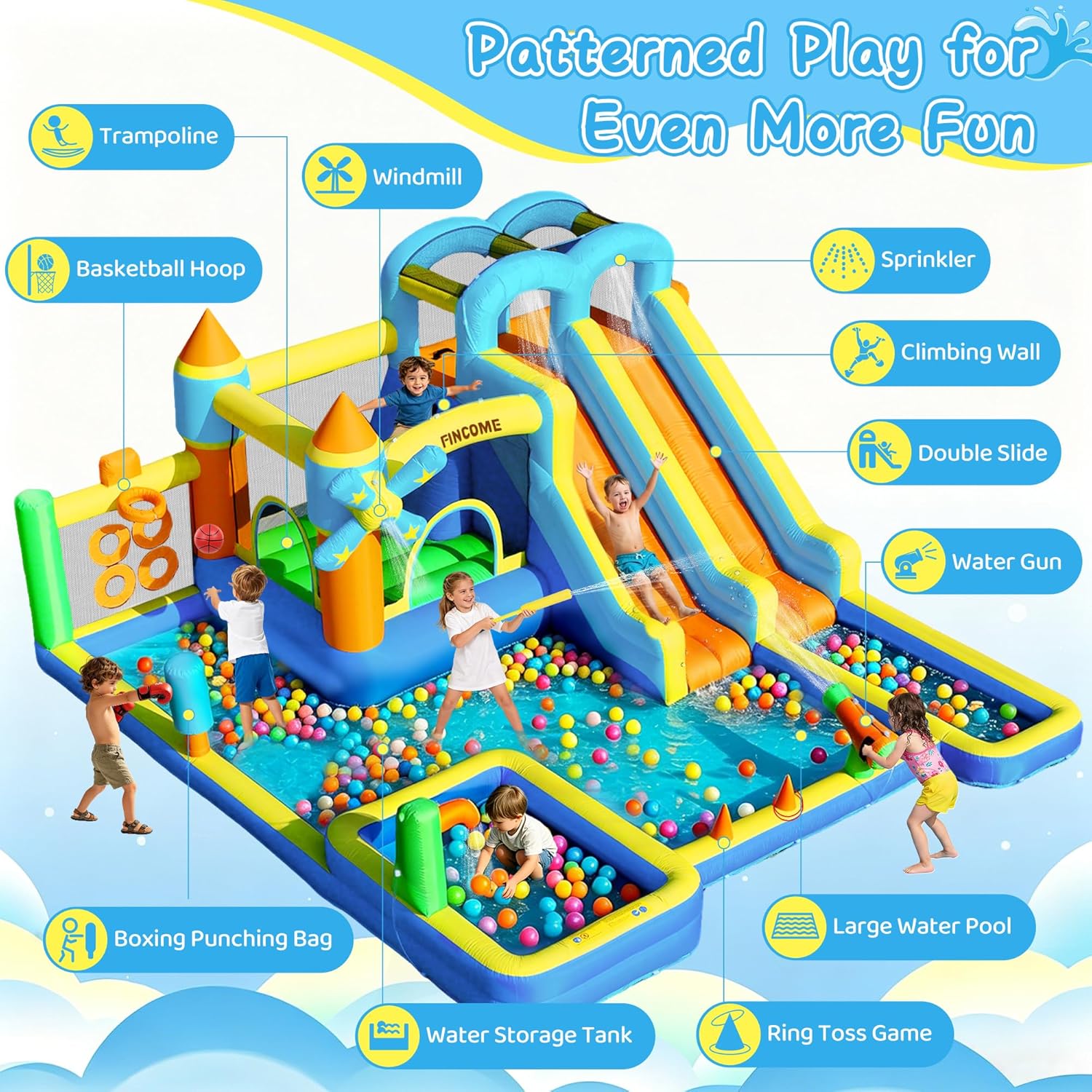 10-in-1 Inflatable Bouncy Cast - Kids Outdoor Water Slide ulasan dan harga