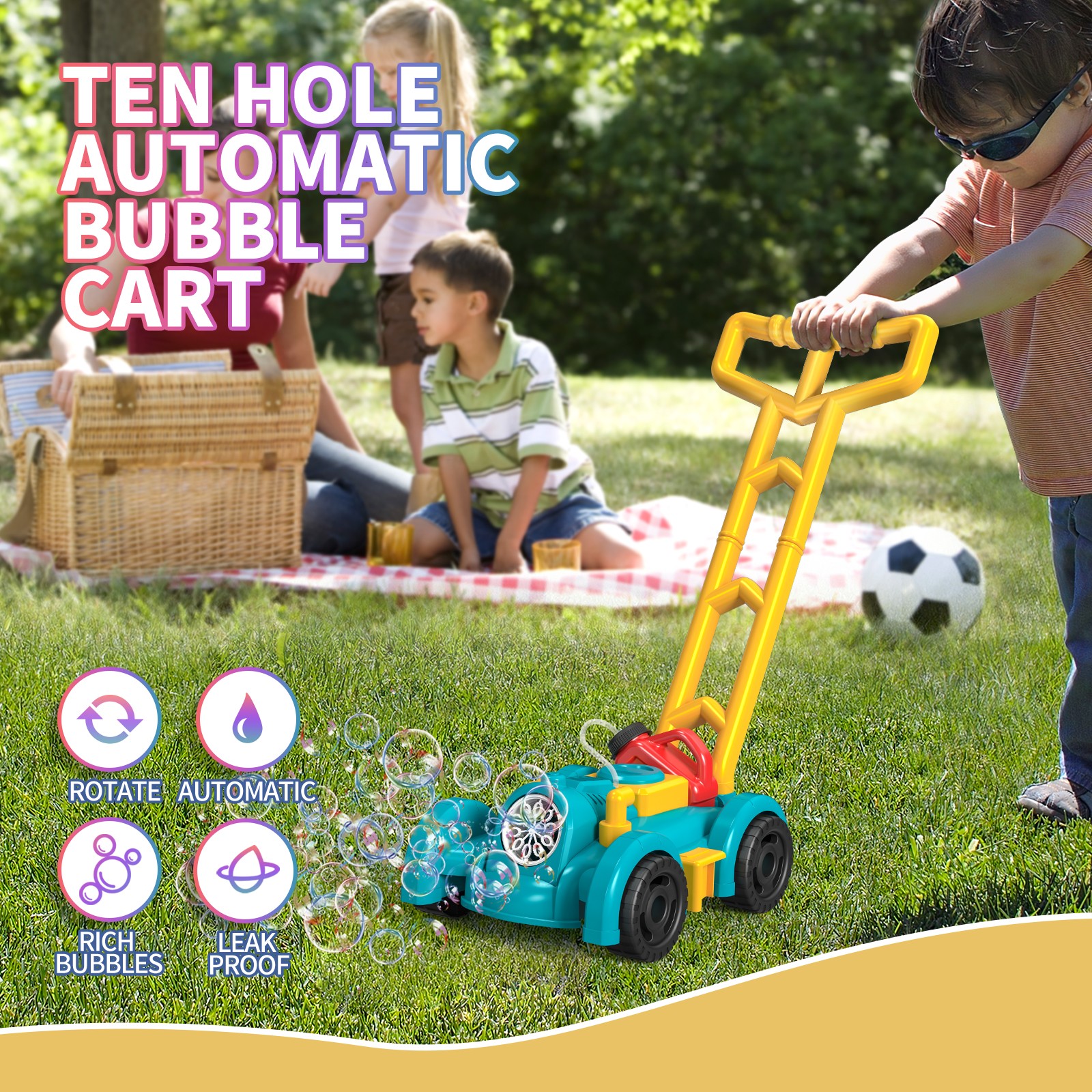 Fully Automatic Trolley Bubble - Kids Outdoor Lawn Mower ulasan dan harga