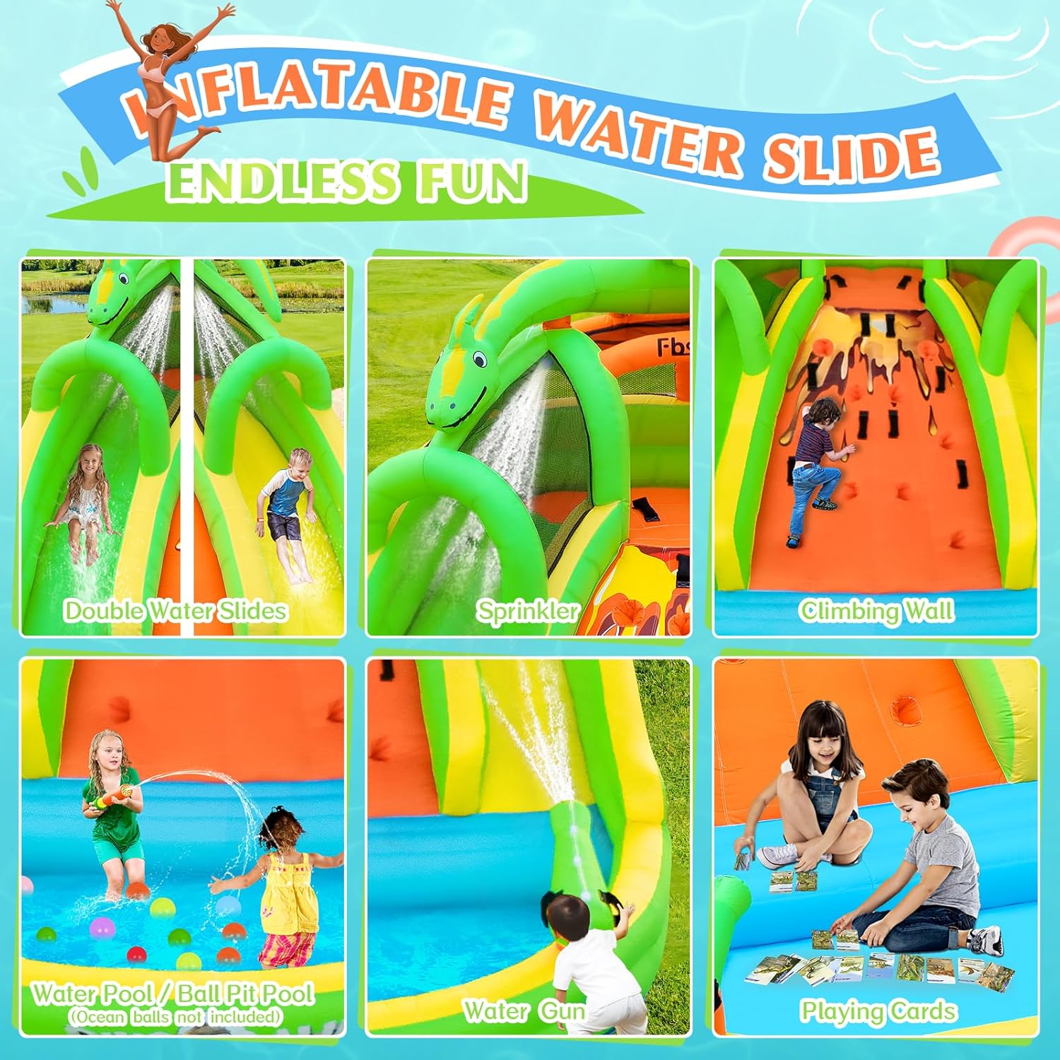 Kids Inflatable Bounce House w - Kids Outdoor Water Slide ulasan dan harga
