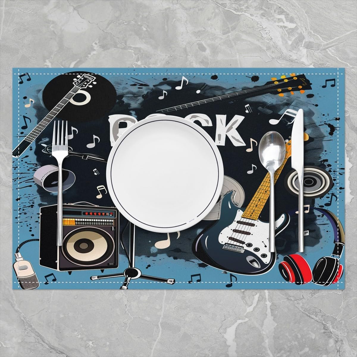 Rock Music Placemats Set of 4  - Kids Outdoor Dining Set ulasan dan harga