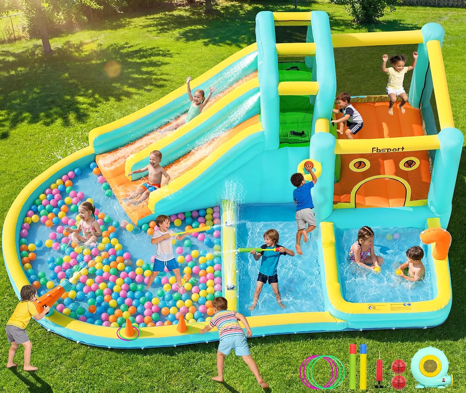 Double Slide Inflatable Water  - Kids Outdoor Water Slide ulasan dan harga