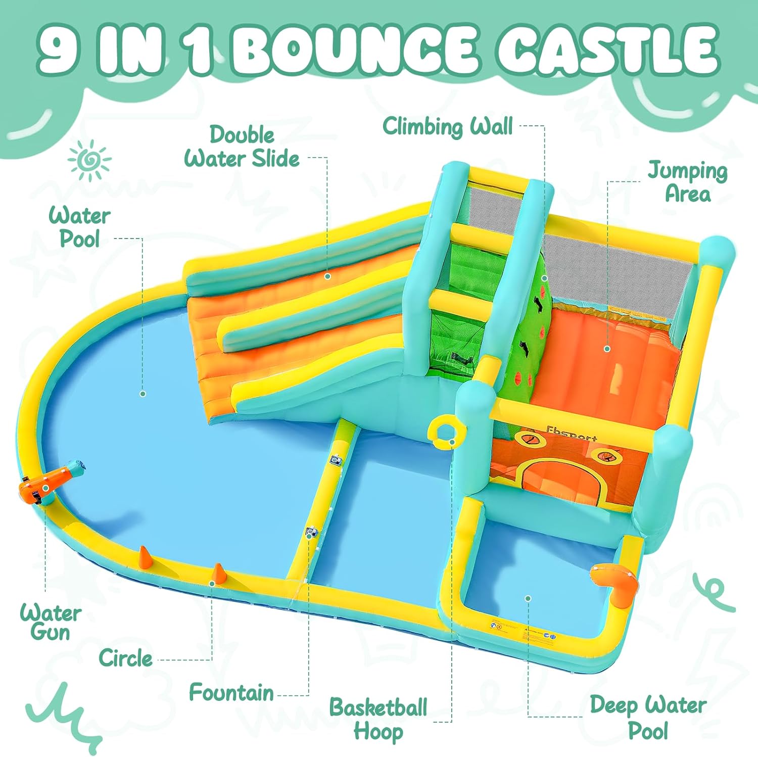 Double Slide Inflatable Water  - Kids Outdoor Water Slide ulasan dan harga