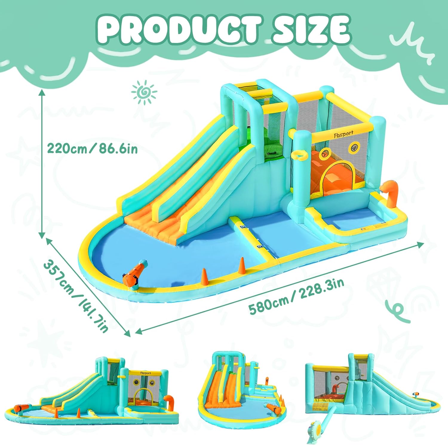 Double Slide Inflatable Water  - Kids Outdoor Water Slide ulasan dan harga