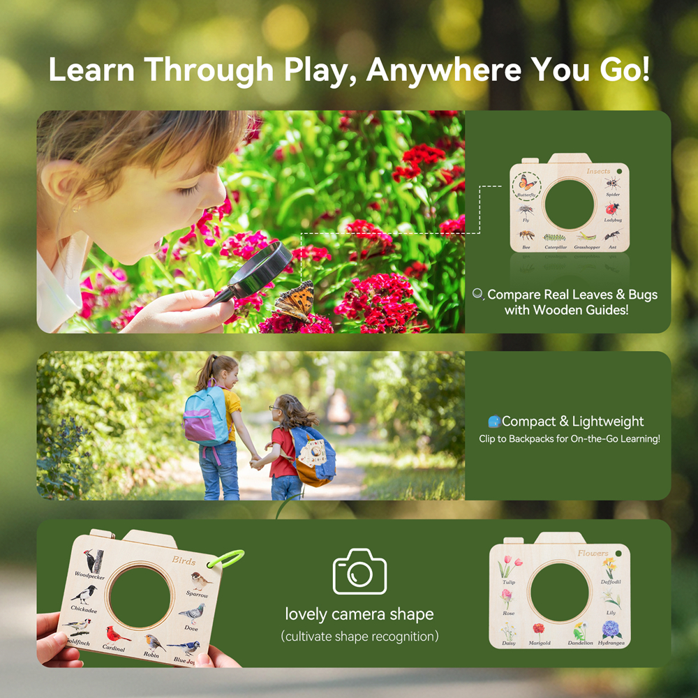 Wooden Camera Shape Nature Cog - Kids Outdoor Activity Set ulasan dan harga