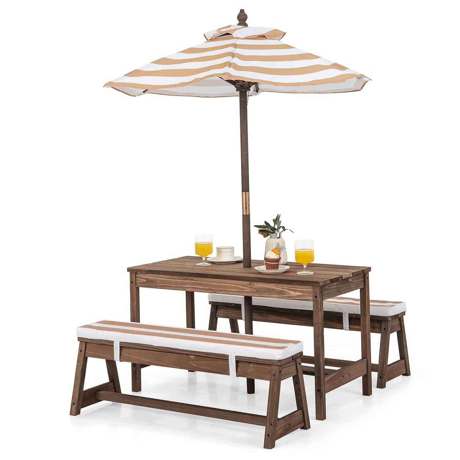 Kids Picnic Table, Outdoor Woo - Kids Outdoor Bench With Umbrella ulasan dan harga