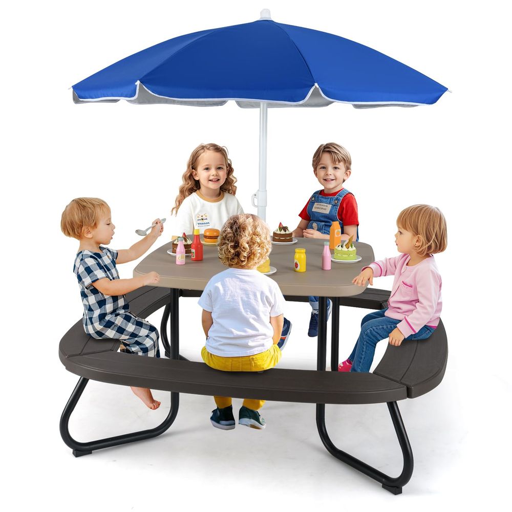 JOY Kids Picnic Table, 8 Perso - Kids Outdoor Bench With Umbrella ulasan dan harga