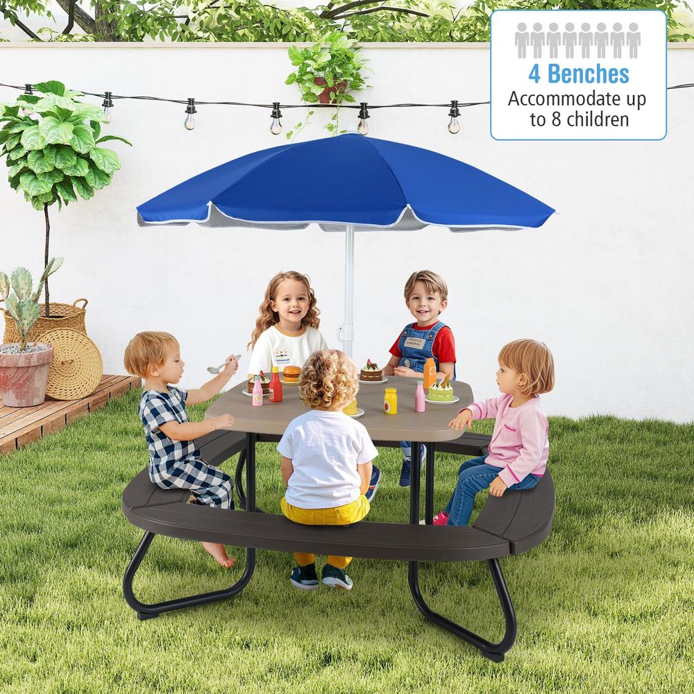 JOY Kids Picnic Table, 8 Perso - Kids Outdoor Bench With Umbrella ulasan dan harga