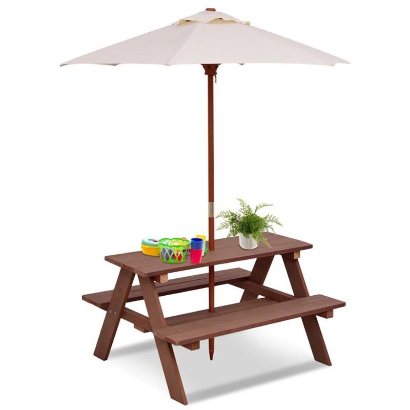 Outdoor 4-Seat Kids Picnic Tab - Kids Outdoor Bench With Umbrella ulasan dan harga