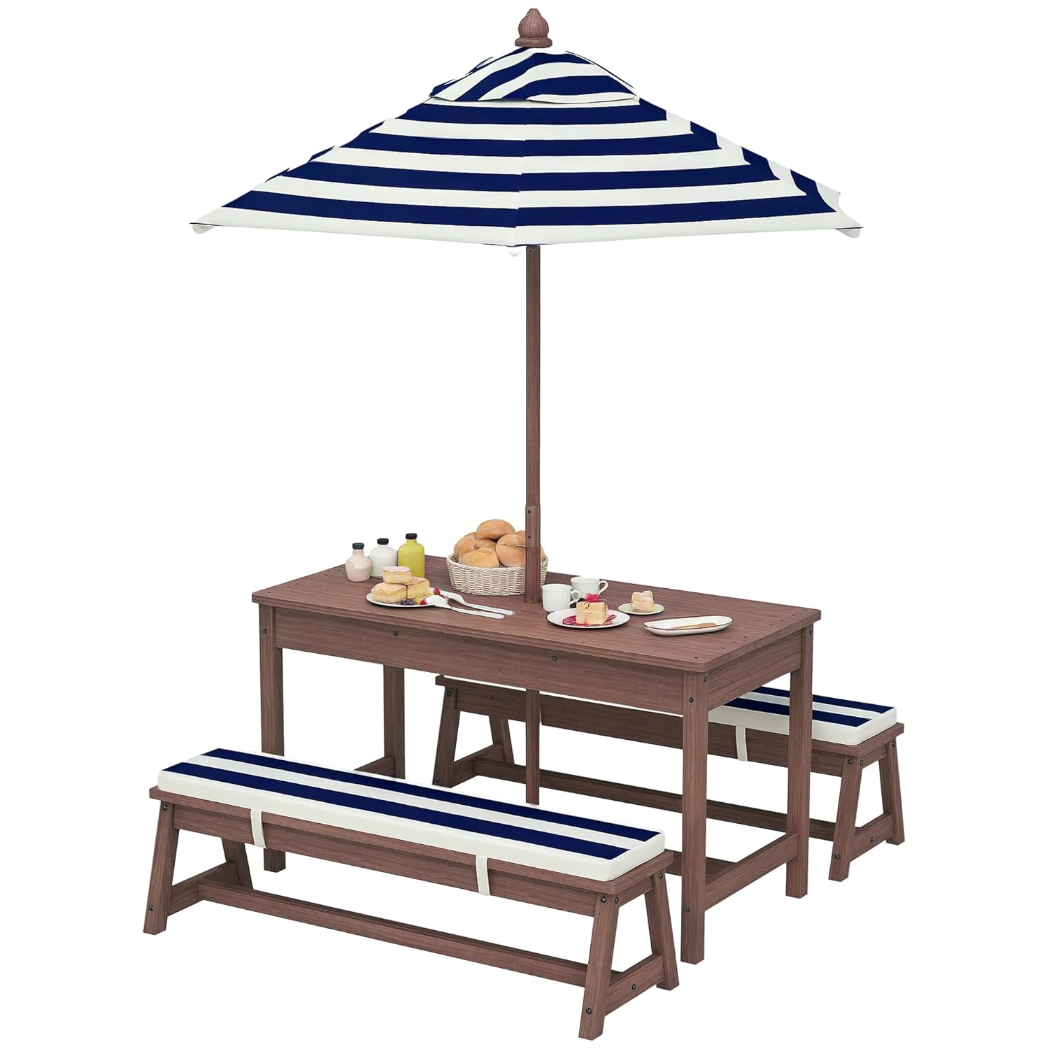 Wooden Kids Picnic Table & Ben - Kids Outdoor Bench With Umbrella ulasan dan harga