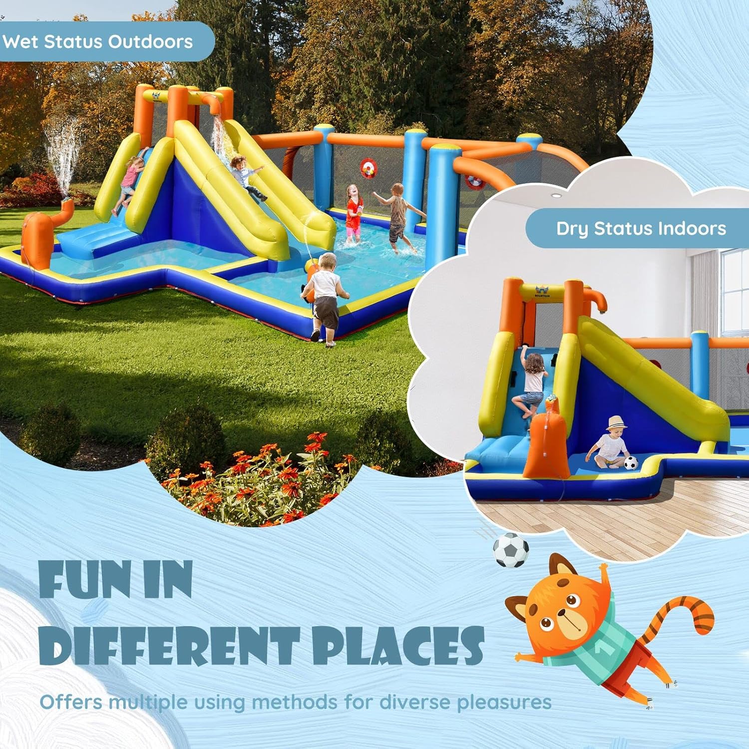 Inflatable Water Slide, Dual C - Kids Outdoor Water Slide ulasan dan harga