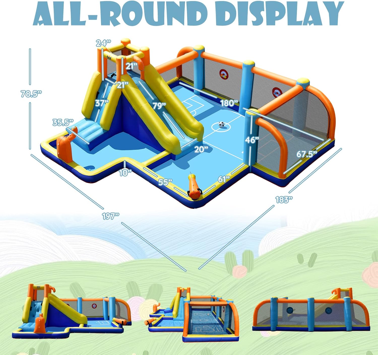 Inflatable Water Slide, Dual C - Kids Outdoor Water Slide ulasan dan harga