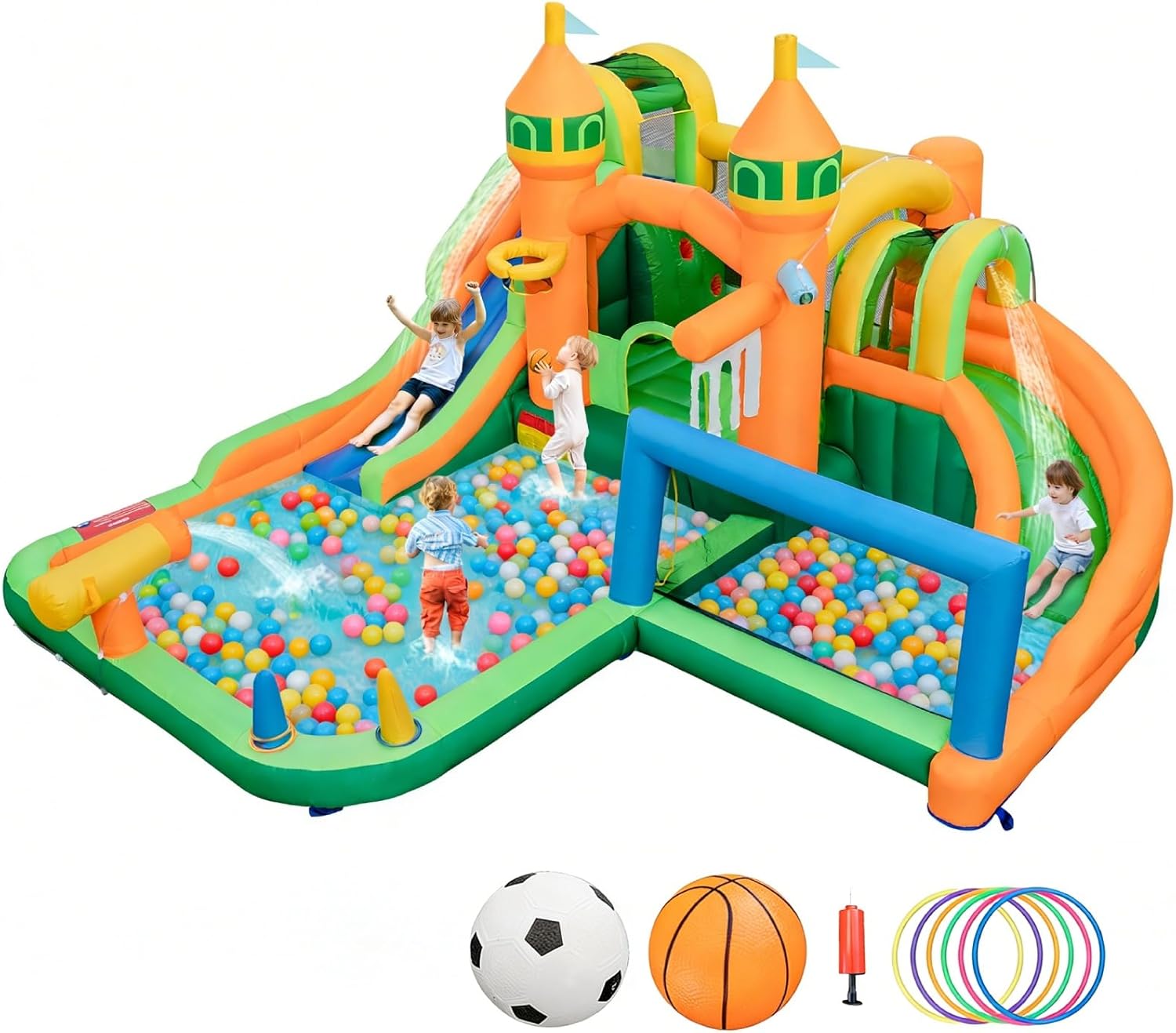 9-in-1 Inflatable Water Park B - Kids Outdoor Water Slide ulasan dan harga