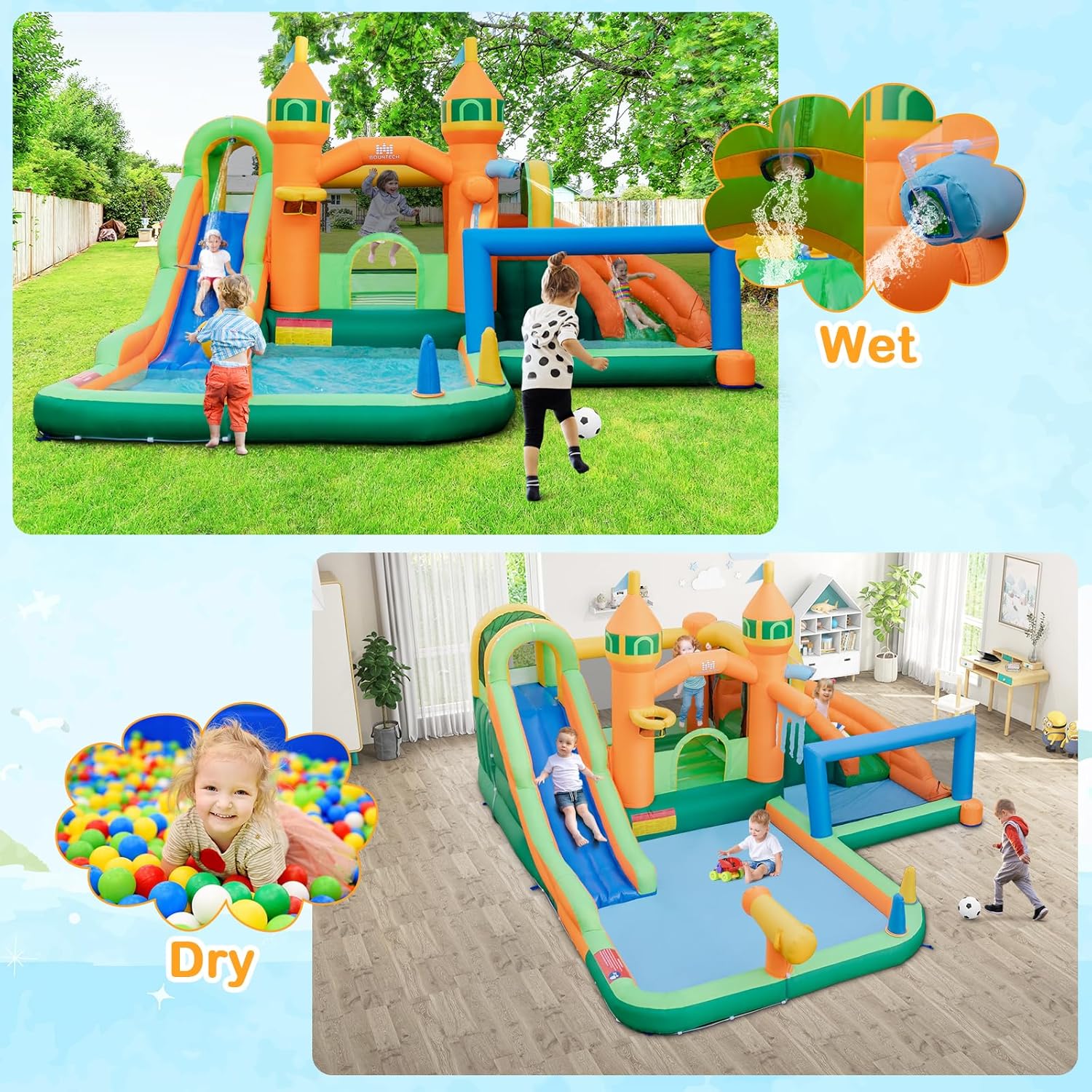 9-in-1 Inflatable Water Park B - Kids Outdoor Water Slide ulasan dan harga