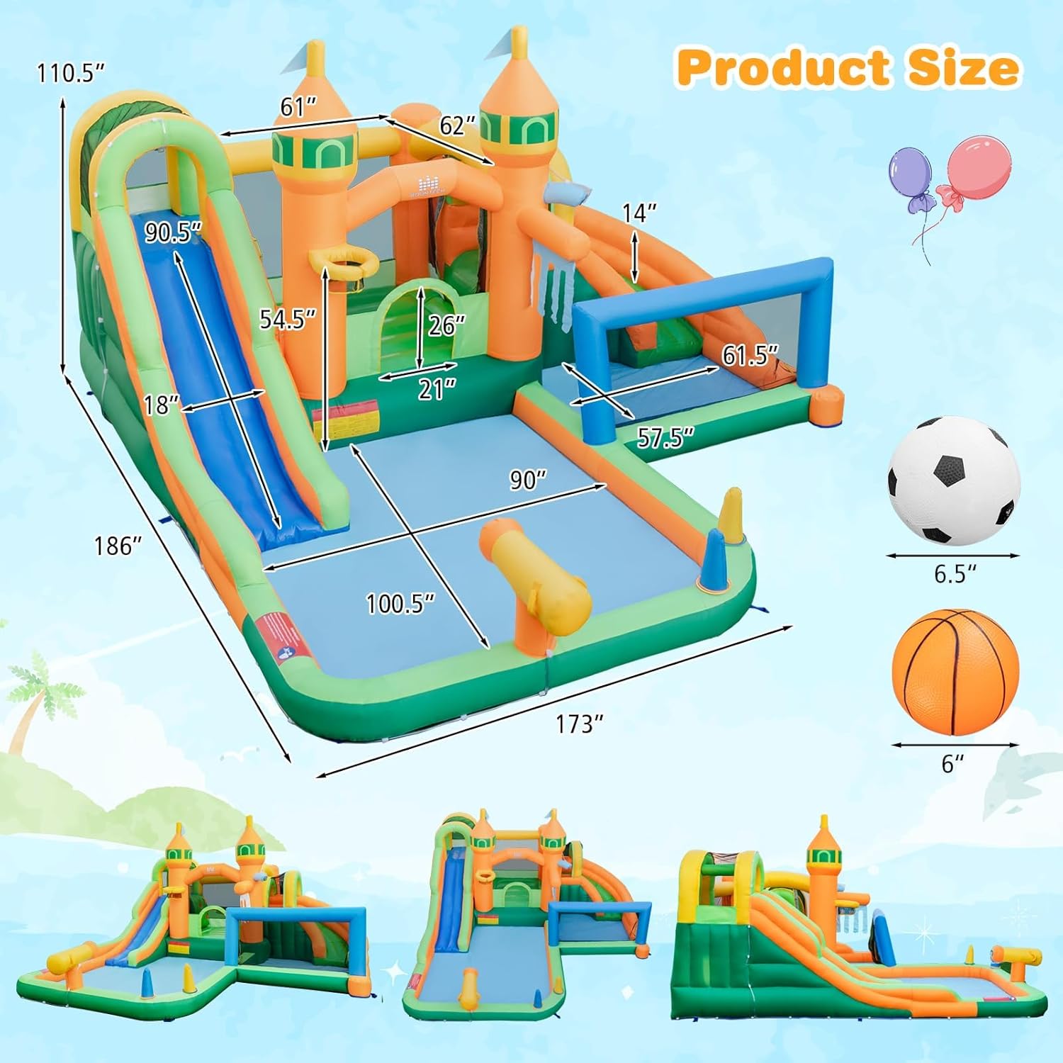 9-in-1 Inflatable Water Park B - Kids Outdoor Water Slide ulasan dan harga