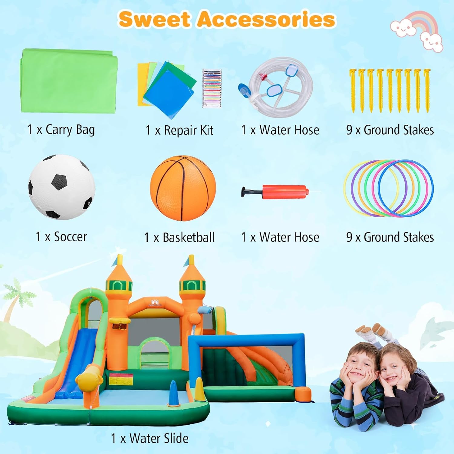 9-in-1 Inflatable Water Park B - Kids Outdoor Water Slide ulasan dan harga
