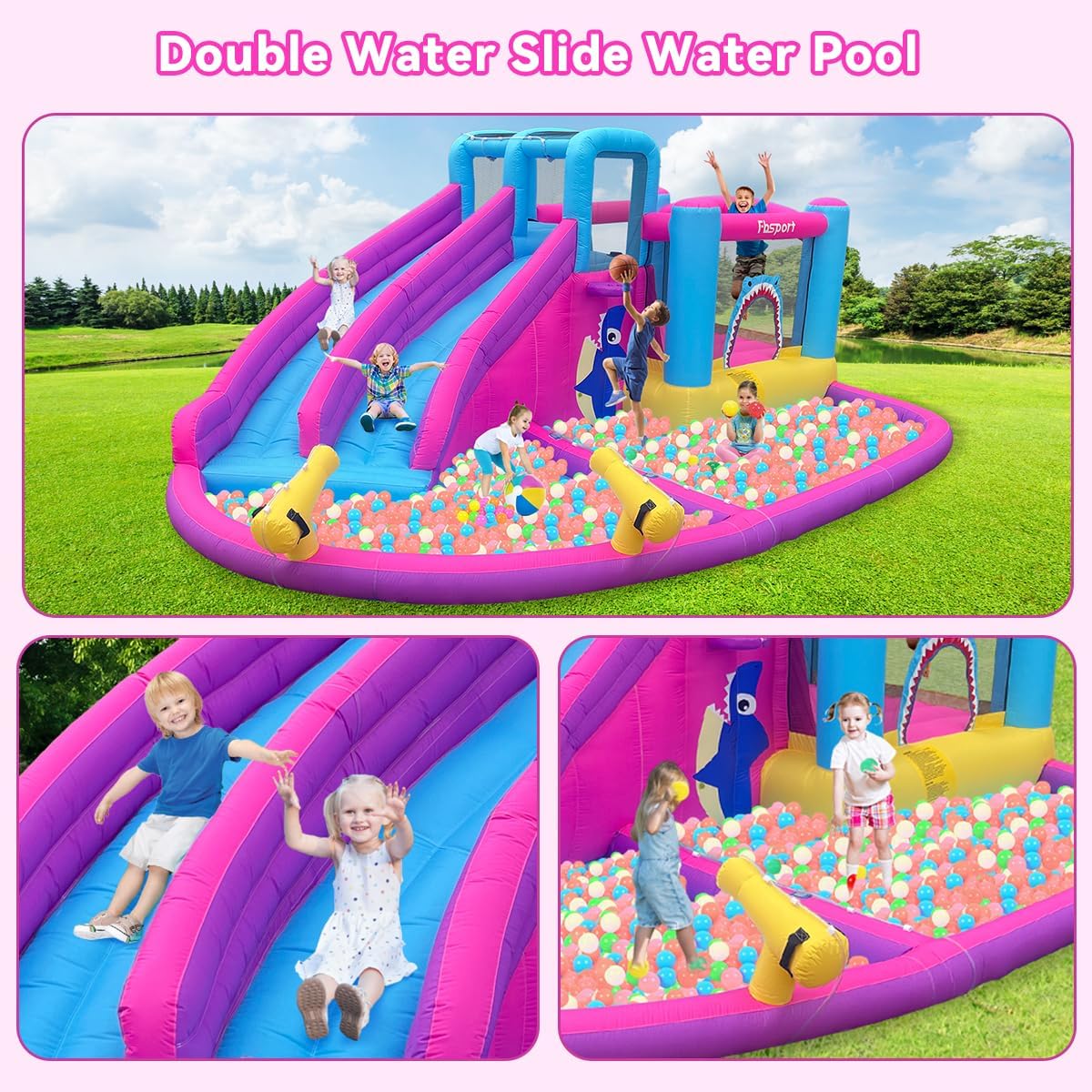 Twin Water Slides Inflatable B - Kids Outdoor Water Slide ulasan dan harga
