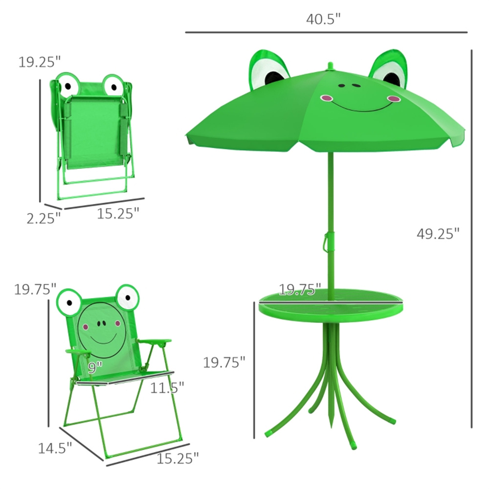 Kids Green Cartoon Frog Patio  - Kids Outdoor Dining Set ulasan dan harga